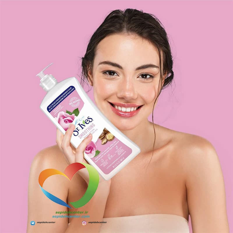 لوسیون بدن سینت ایوز حاوی عصاره گل رز و روغن آرگان ST. Ives Smoothing Body حجم 621 میل — تصویر ۴