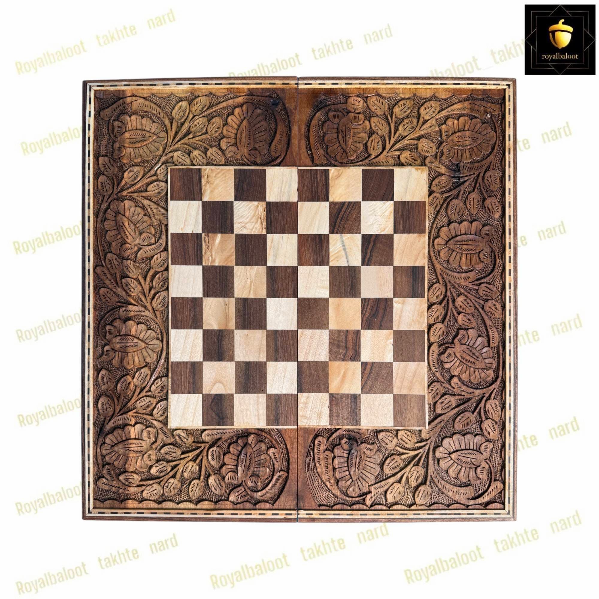 تخته نرد و شطرنج چوبی منبت کاری لوکس کد 684