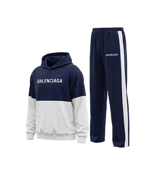 ست هودی و شلوار مردانه باکسی طرح دار اسپان سرمه ای سفید Balenciaga — تصویر ۲
