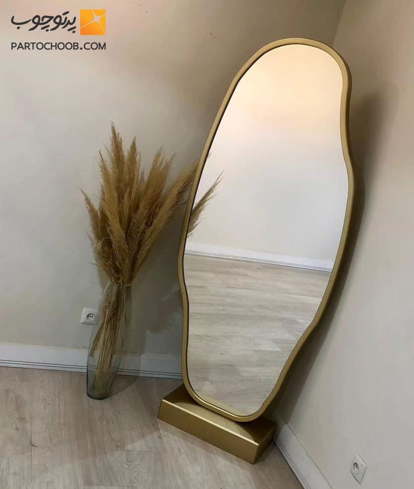 آینه دفرمه پایه دار مدل بیشه