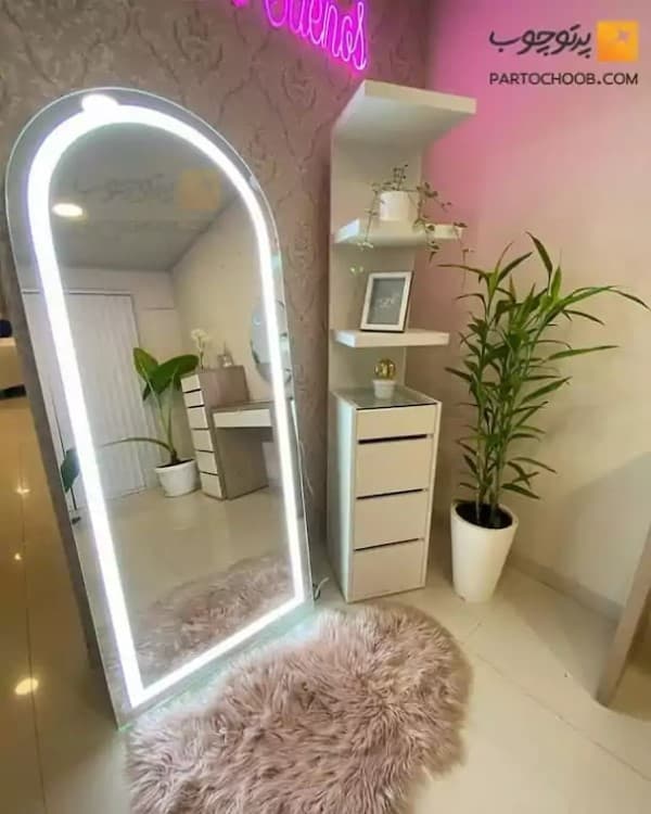 آینه قدی چراغ دار گنبدی لمسی