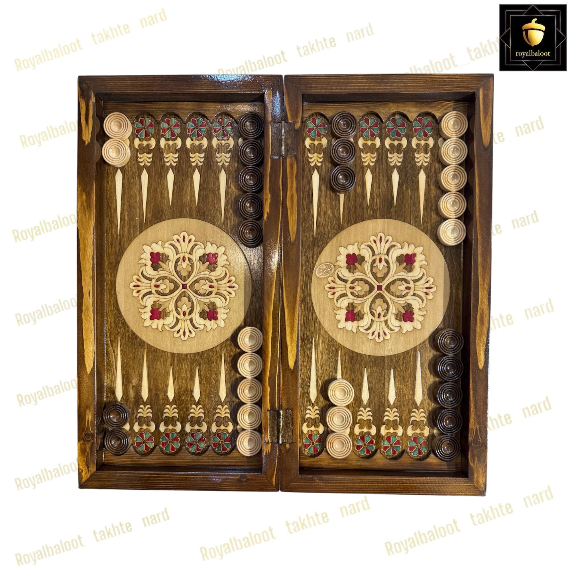 تخته نرد چوب راش معرق سنتی کد 413
