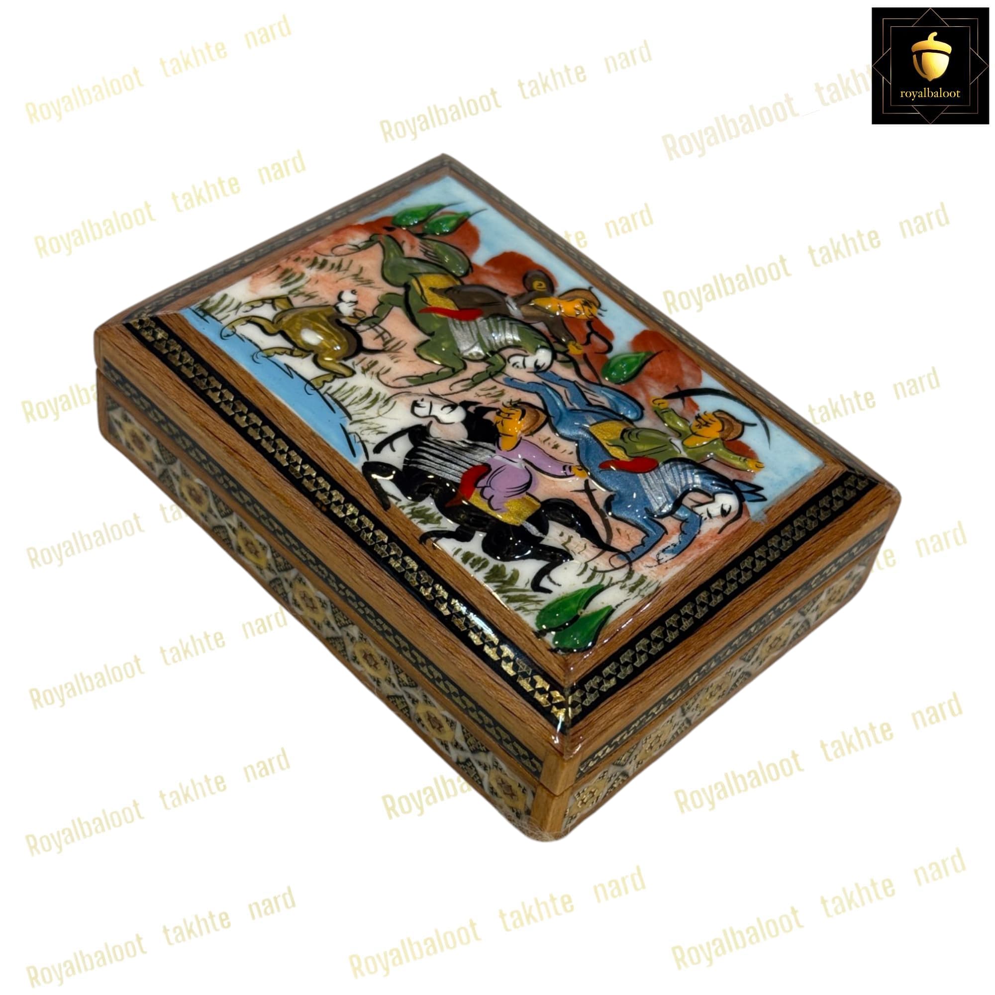 جعبه خاتم کاری چوگان برجسته کد 377