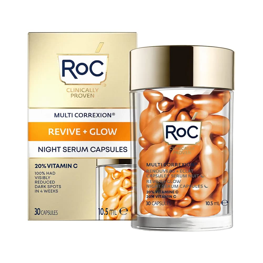 سرم شب کپسولی ویتامین سی 20 درصد راک Roc تعداد 30 عددی اورجینال