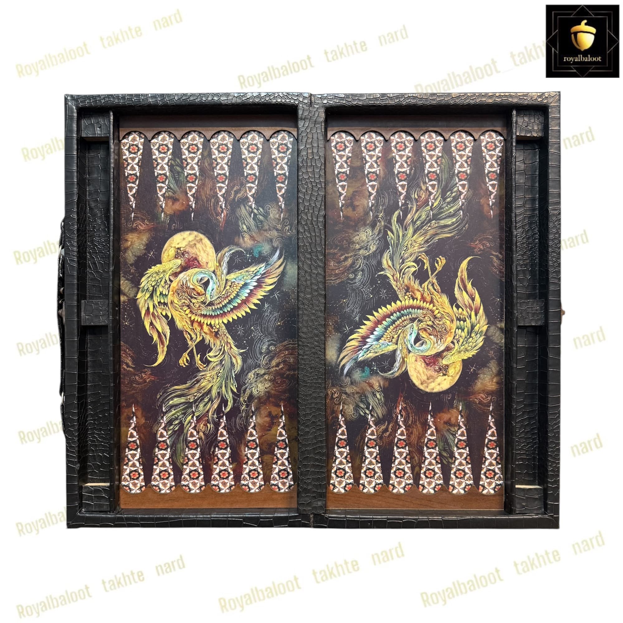 تخته نرد چرمی طرح سیمرغ کد 239