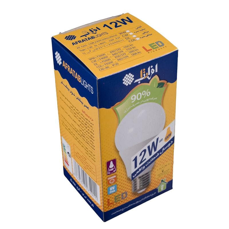 لامپ ال ای دی 12 وات افراتاب مدل AF-G65-12W پایه E27 — تصویر ۳