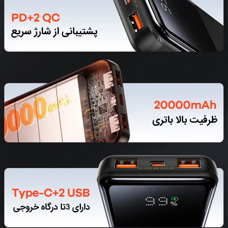 پاوربانک ریمکس مدل RPP-623 ظرفیت 20000 میلی آمپر ساعت — تصویر ۴