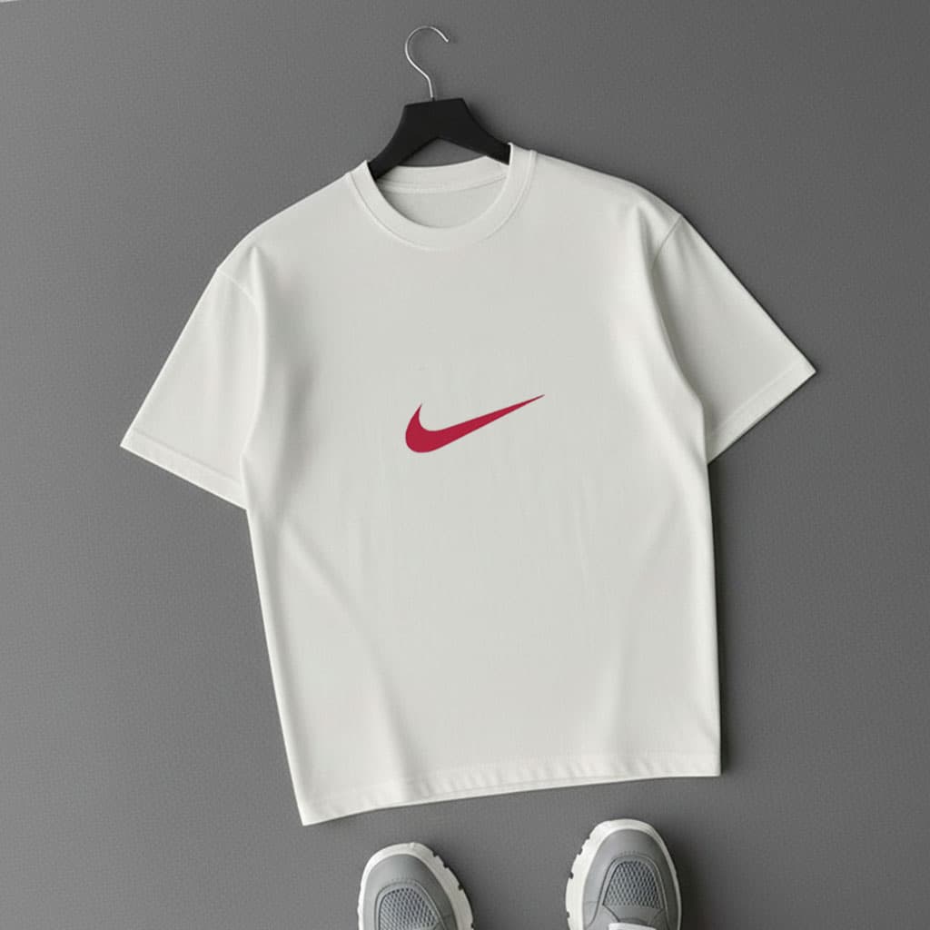 تیشرت باکسی قواره‌دار دونخ پنبه طرح NIKE BEAR | رنگ سفید — تصویر ۲