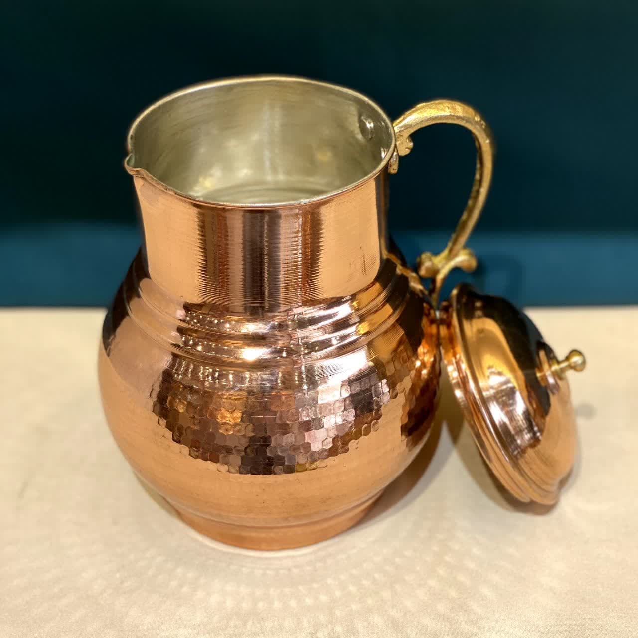 پارچ مسی درب دار نانو(چکش کاری شده/ کد 469) — تصویر ۳