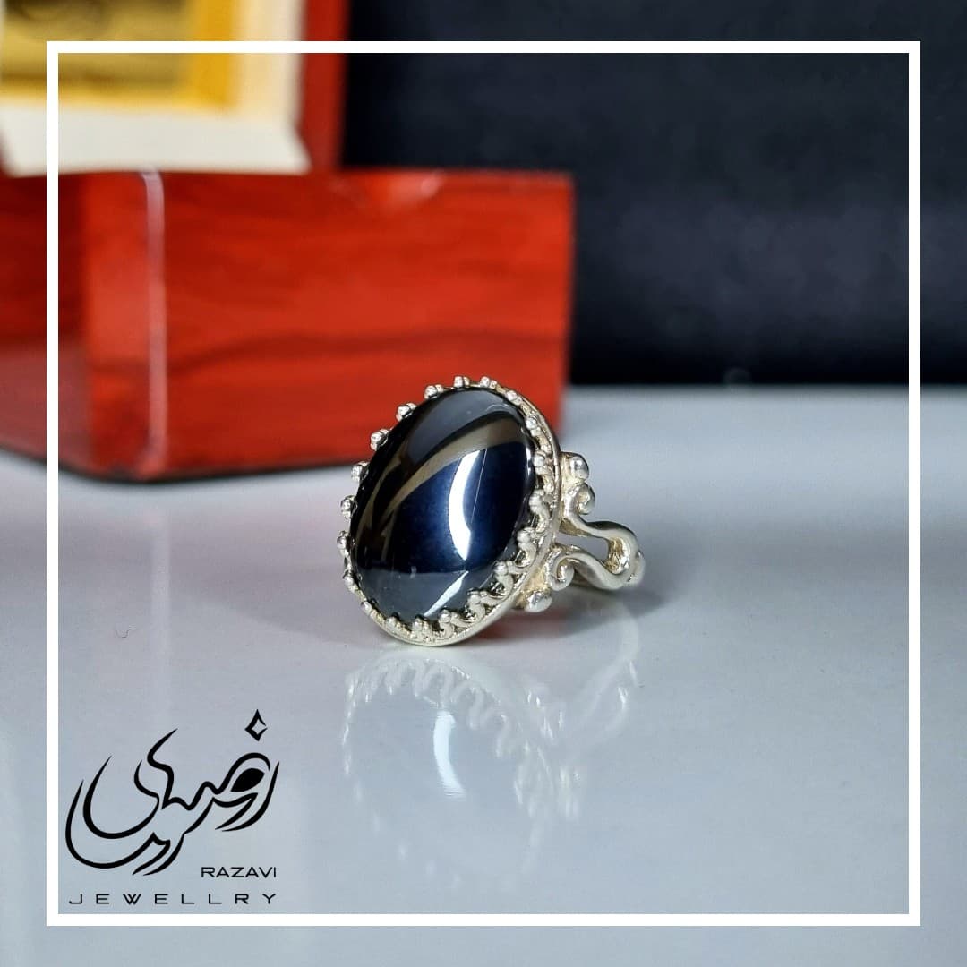 انگشتر زنانه نقره حدید صینی طرح گلی
