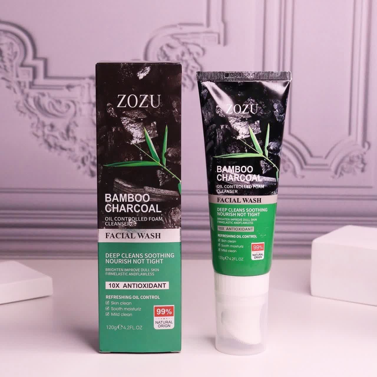 فوم شستشو صورت تیوپی براش دار زغال بامبو زوزو ( Zozu facial cleanser ) — تصویر ۲