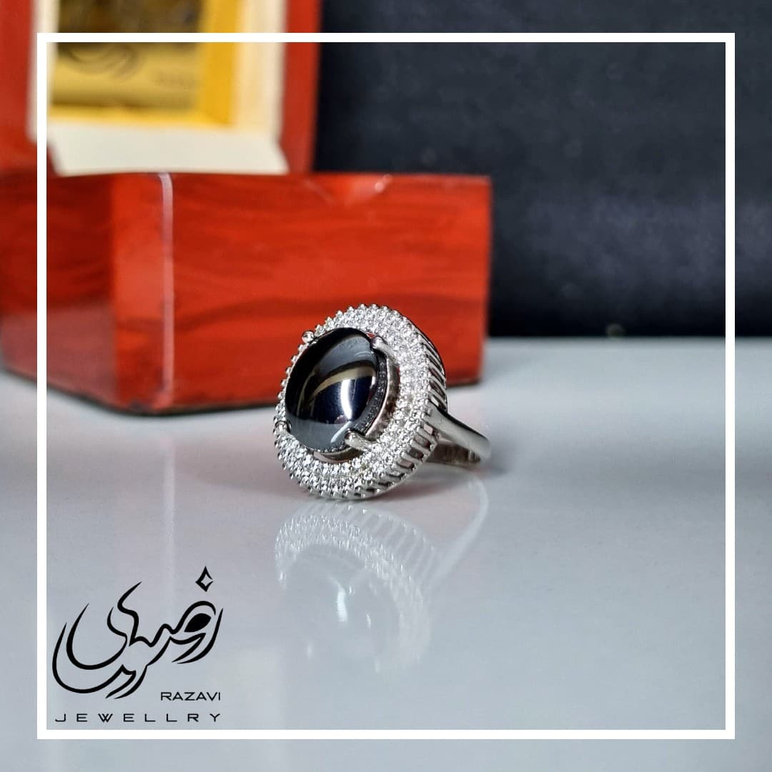 انگشتر زنانه نقره حدید صینی طرح سر گل