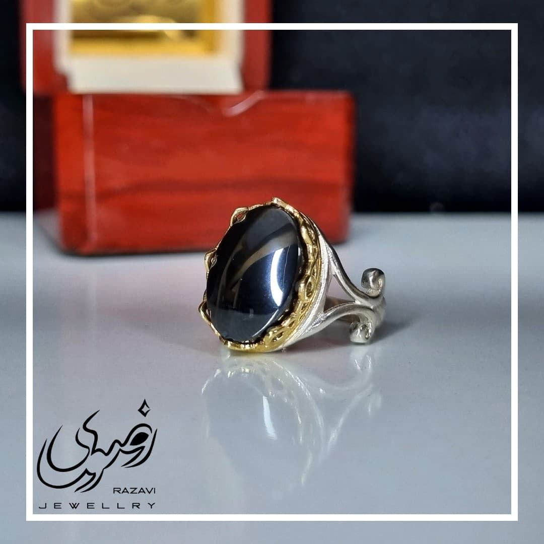انگشتر زنانه نقره حدید صینی طرح گل