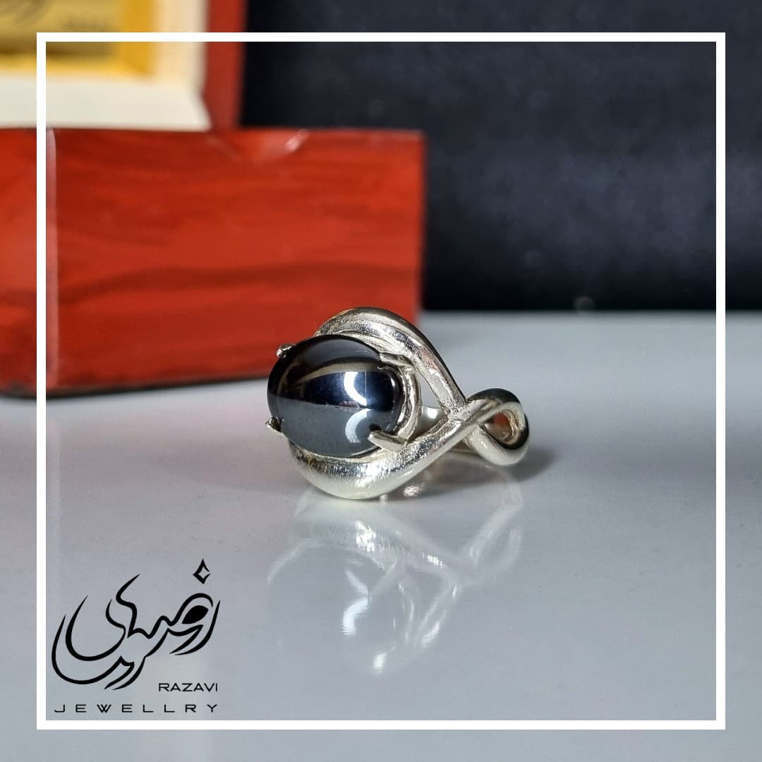 انگشتر زنانه نقره حدید صینی طرح پیچک