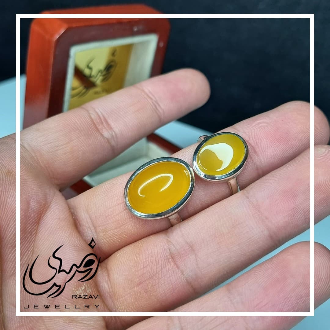 انگشتر ست مردانه و زنانه نقره شرف الشمس مفتولی کد 171 — تصویر ۴