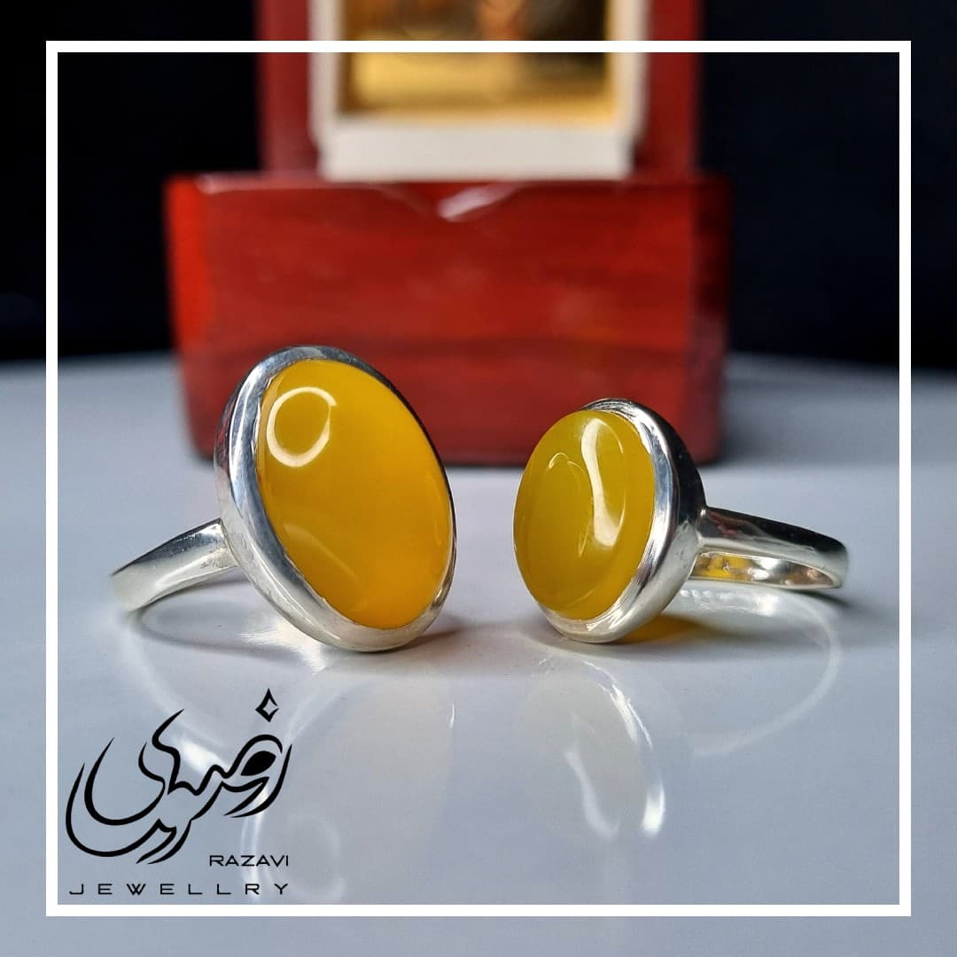 انگشتر ست مردانه و زنانه نقره شرف الشمس مفتولی کد 171