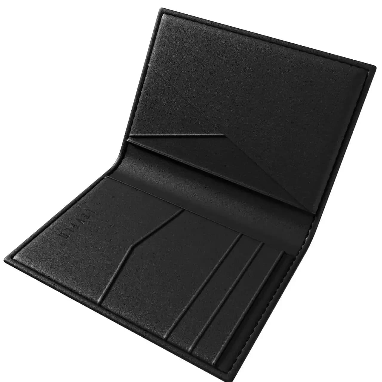 کیف کارت چرم اصل طرح برجسته لولو (LVLBFDPOBK) Levelo Bifold Genuine Leather With Debossed Logo Pocket Organizer — تصویر ۴