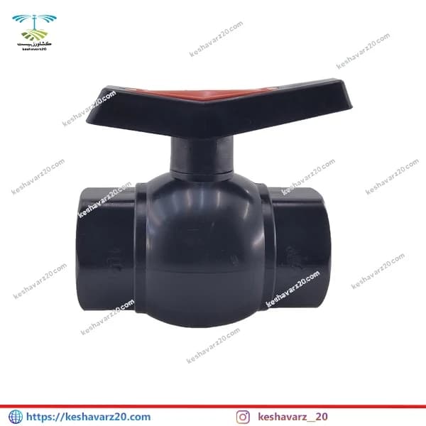 شیر توپی دو سر ماده آبافرین دسته پلیمری ۳ اینچ (۹۰ میلی‌متر)