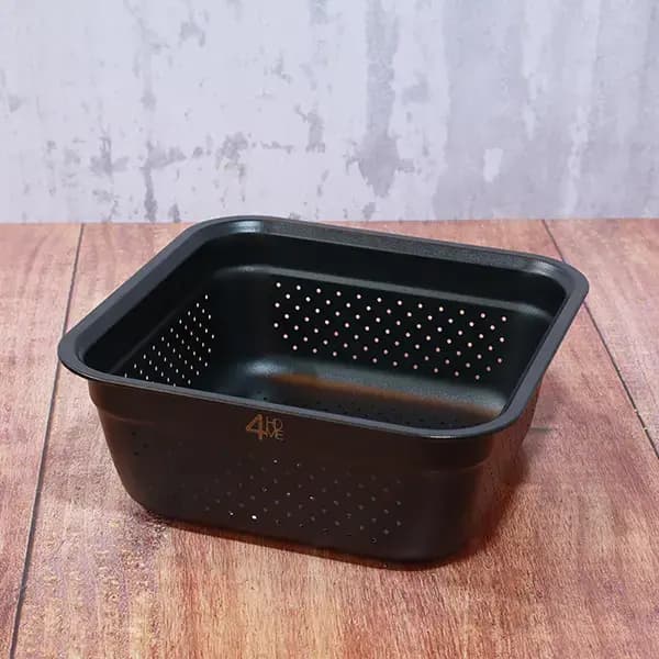آبکش استیل مربع برند 4HOME با رنگ کوره ای مشکی در 6 سایز — تصویر ۲