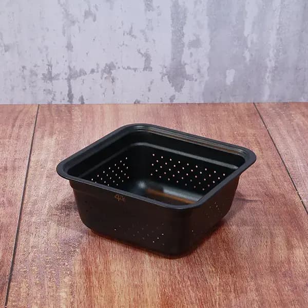 آبکش استیل مربع برند 4HOME با رنگ کوره ای مشکی در 6 سایز — تصویر ۵