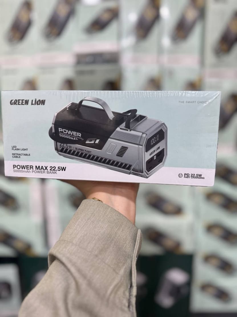 پاوربانک 50000 میلی آمپر گرین لاین مدل GREEN LION POWER MAX 22.5 W نسخه فست شارژ