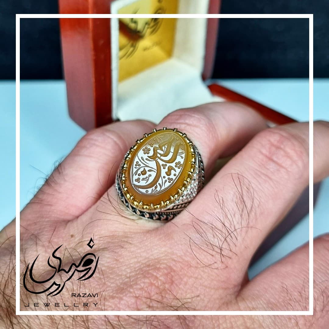 انگشتر مردانه نقره شرف الشمس طرح سلیمان کد 147 — تصویر ۳