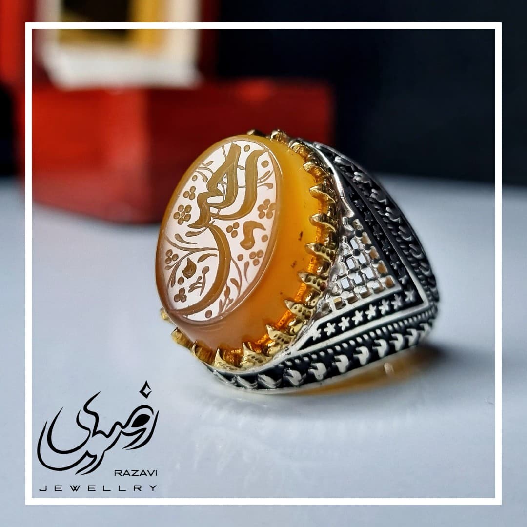 انگشتر مردانه نقره شرف الشمس طرح سلیمان کد 147