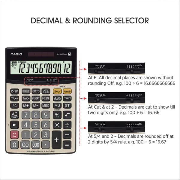 ماشین حساب 12 رقم کاسیو مدل DJ-220D Plus — تصویر ۲