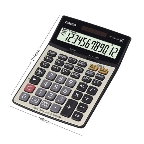 ماشین حساب 12 رقم کاسیو مدل DJ-220D Plus — تصویر ۳