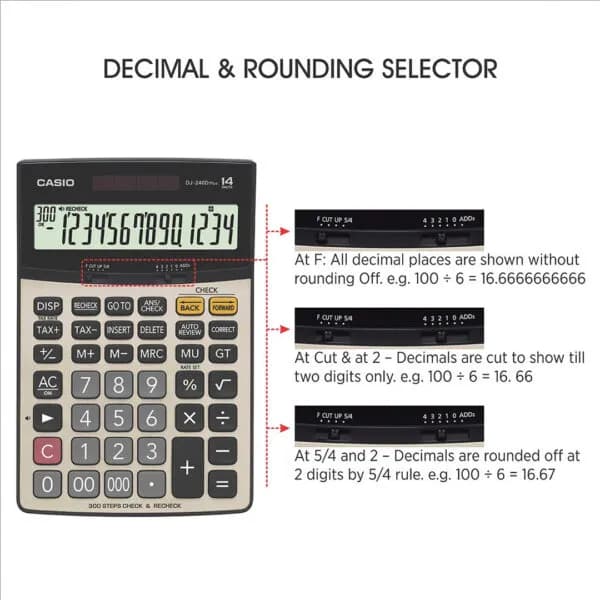 ماشین حساب 14 رقم کاسیو مدل DJ-240D Plus — تصویر ۲