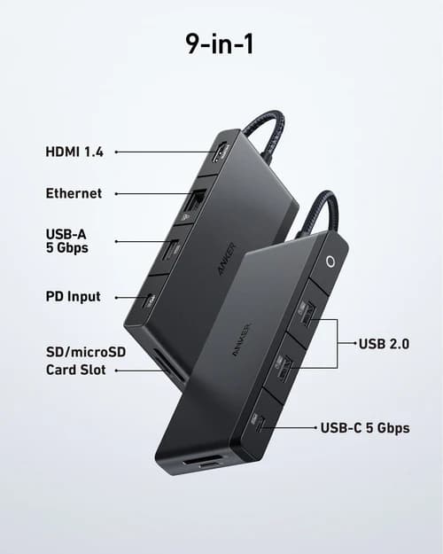 هاب 9 پورت نسل پنجم انکر Anker 552 USB-C Hub 9-in-1 مدل A8373 — تصویر ۵