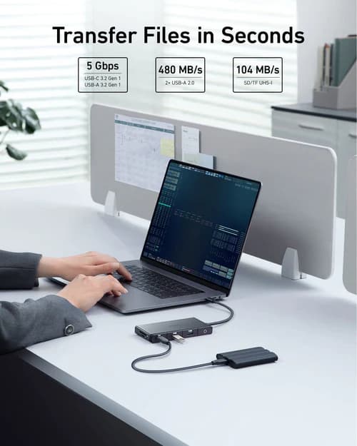 هاب 9 پورت نسل پنجم انکر Anker 552 USB-C Hub 9-in-1 مدل A8373 — تصویر ۲