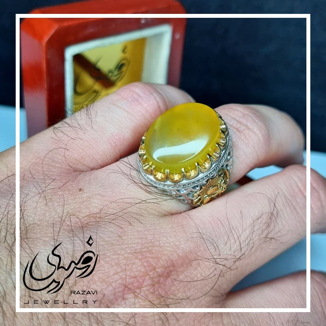 انگشتر مردانه نقره شرف الشمس طرح شیر کد 141 — تصویر ۳