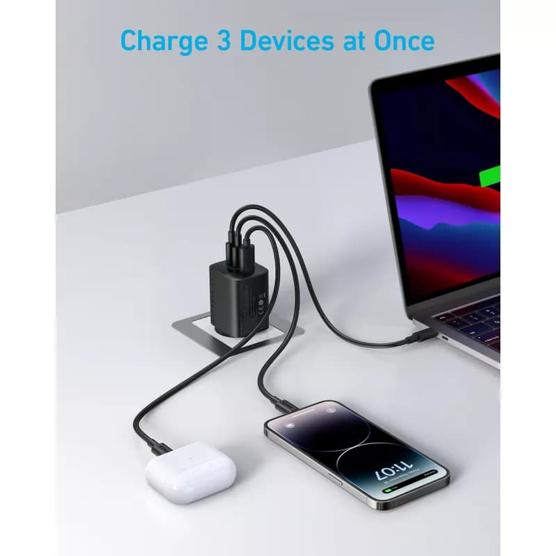 شارژر دیواری دو پین 67 وات انکر Anker Powerport 336 67W USB C Gan Charger A2674L11 EU — تصویر ۳