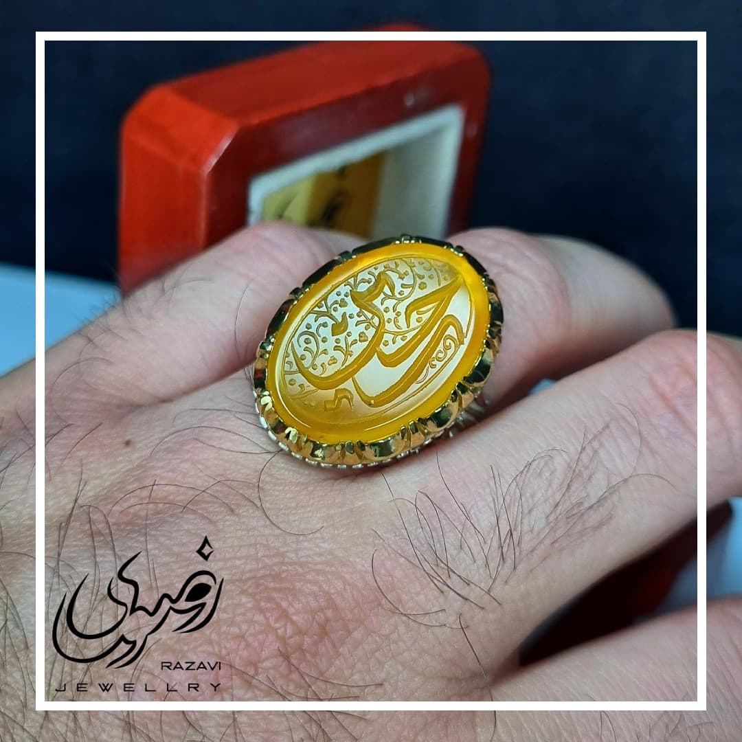 انگشتر مردانه نقره شرف الشمس طرح الله 132 — تصویر ۳