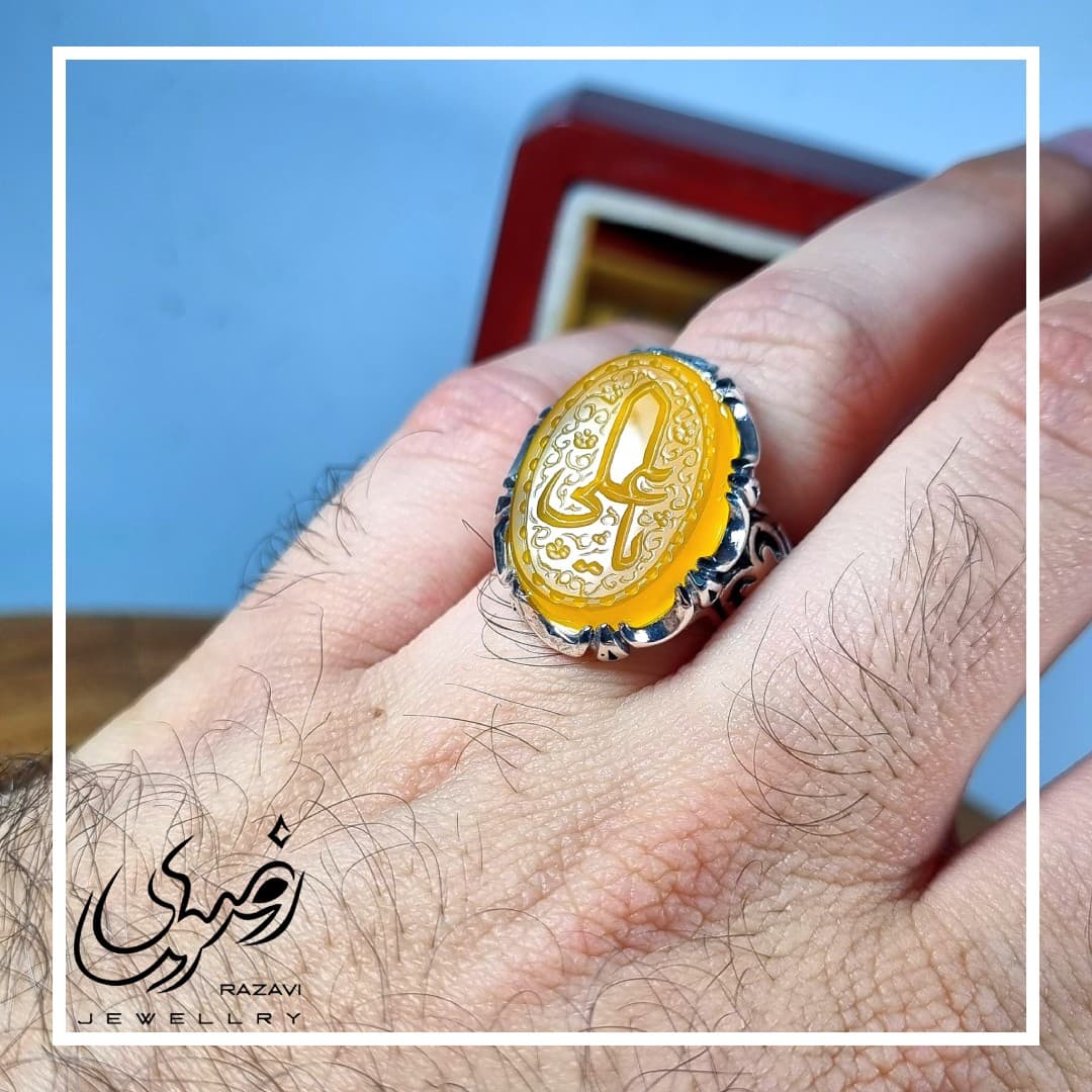 انگشتر مردانه نقره شرف الشمس طرح قلب کد 103 — تصویر ۳