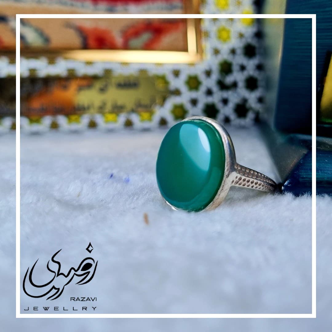 انگشتر نقره زنانه عقیق سبز با عیار 925