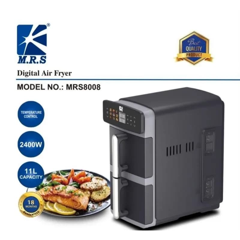 سرخکن بدون روغن ام آر اس مدل MRS-8008 دوطبقه دو المنته 11 لیتری — تصویر ۲
