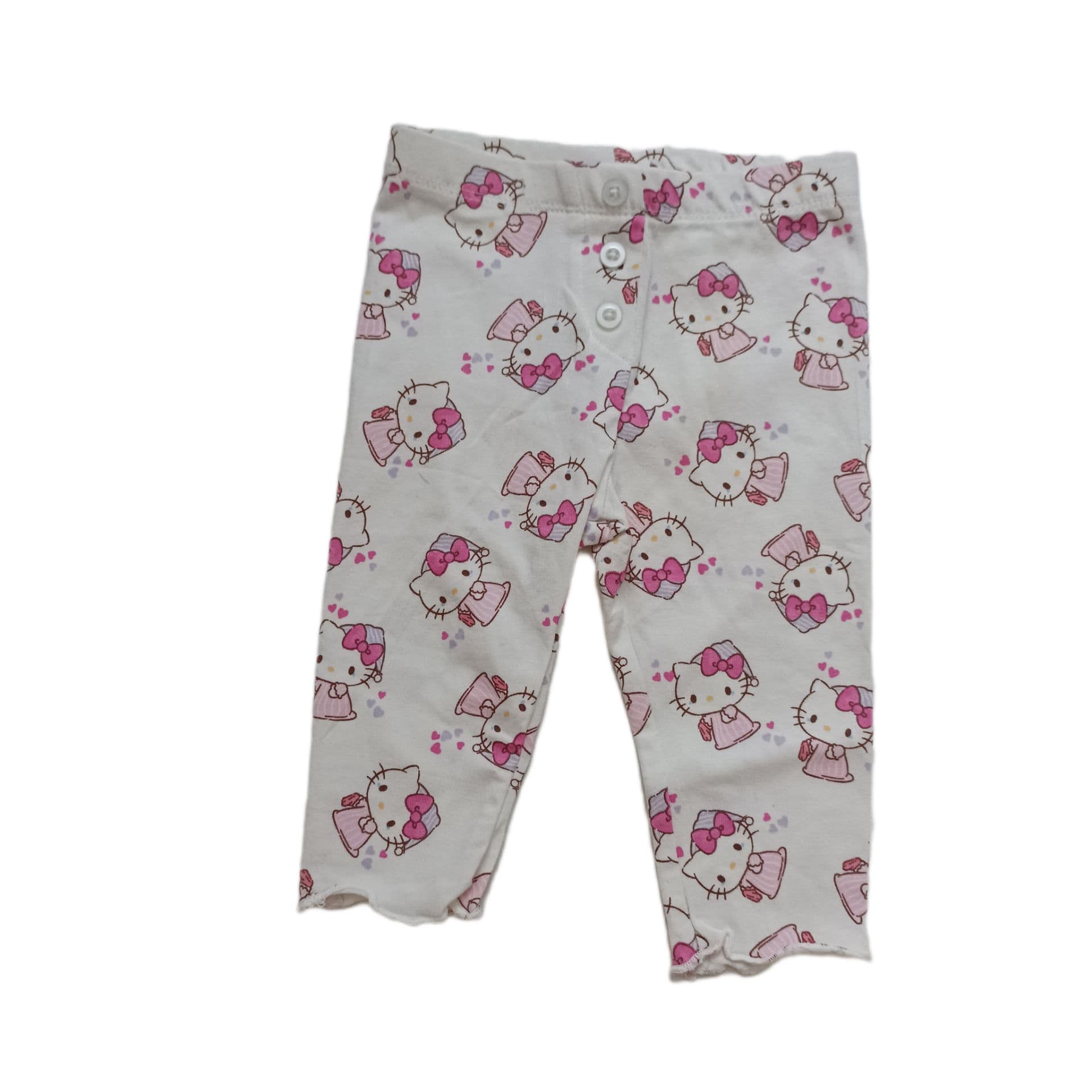 شلوار نخی دخترانه جونیورز (Juniors) انگلیس طرح Hello Kitty رنگ سفید و صورتی