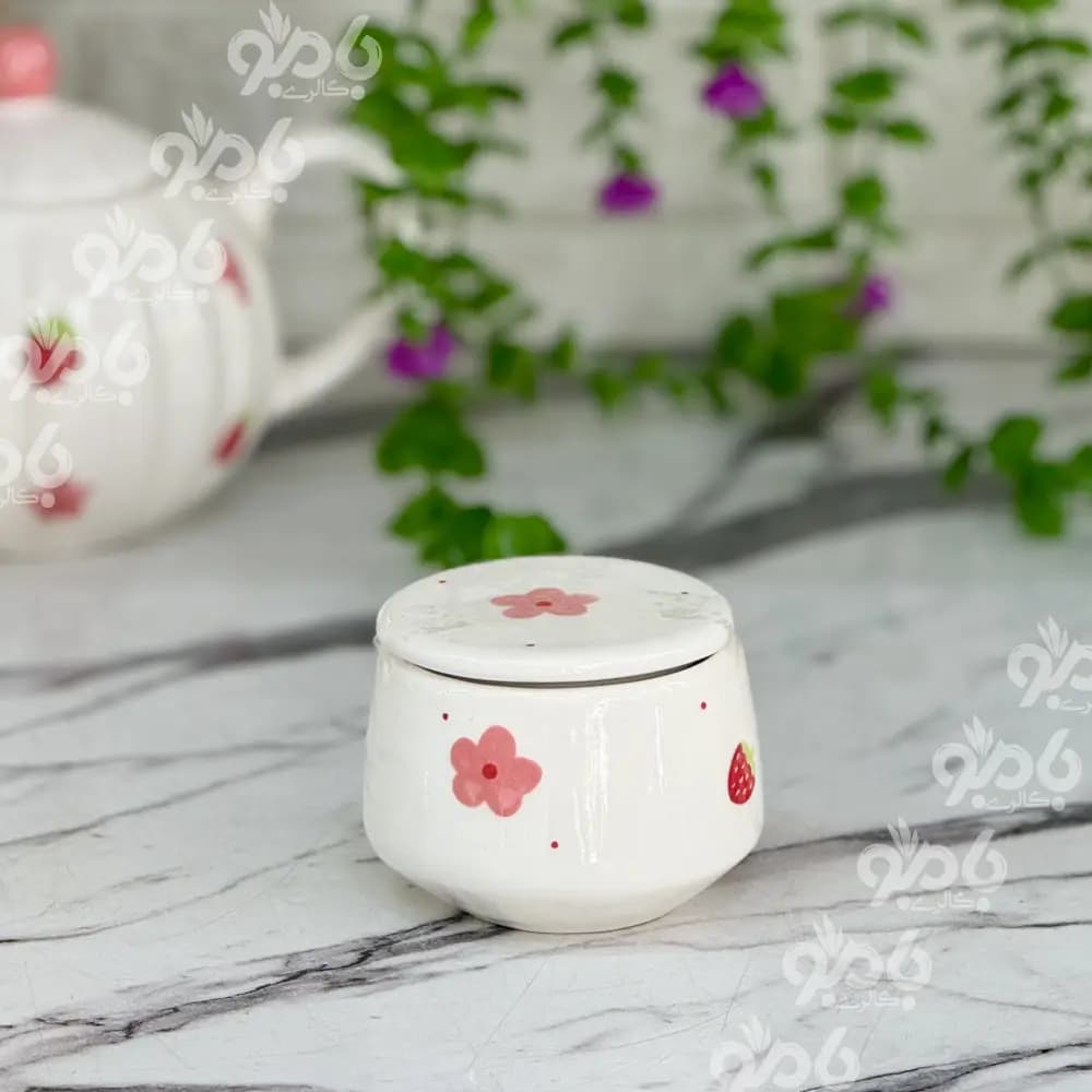 قندان مخروطی گل توت فرنگی درسرامیک
