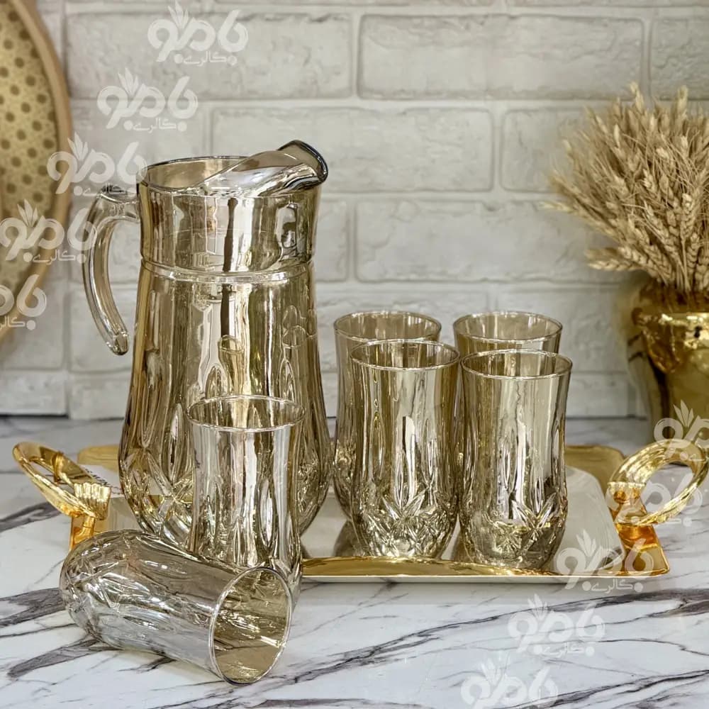 پارچ و لیوان شیشه ای لیونا شامپاینی