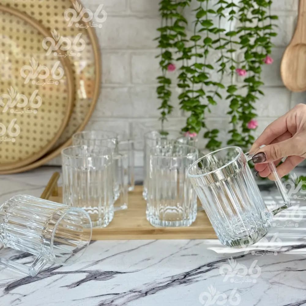 لیوان شیشه ای دسته دار بلندکلاسیک 1440 — تصویر ۳