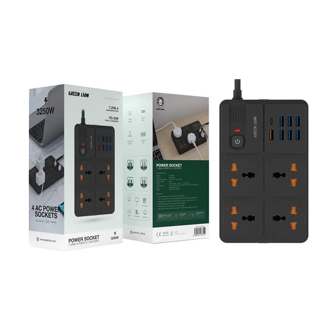 پریز برق 7 پورت USB-A و 1 پورت PD گرین لاین