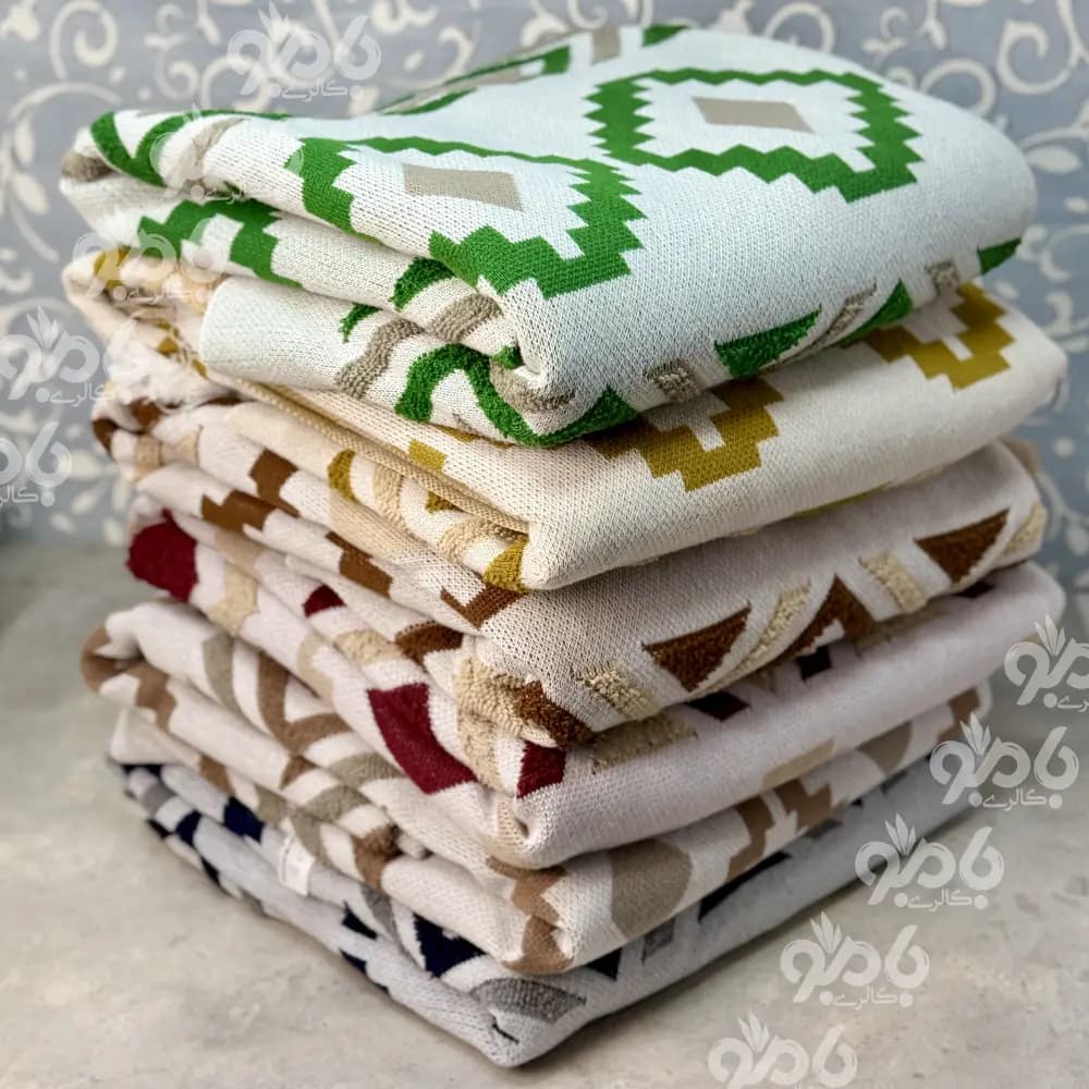 شال مبل طرحدار پانچی لوزی 3رنگ 140*200