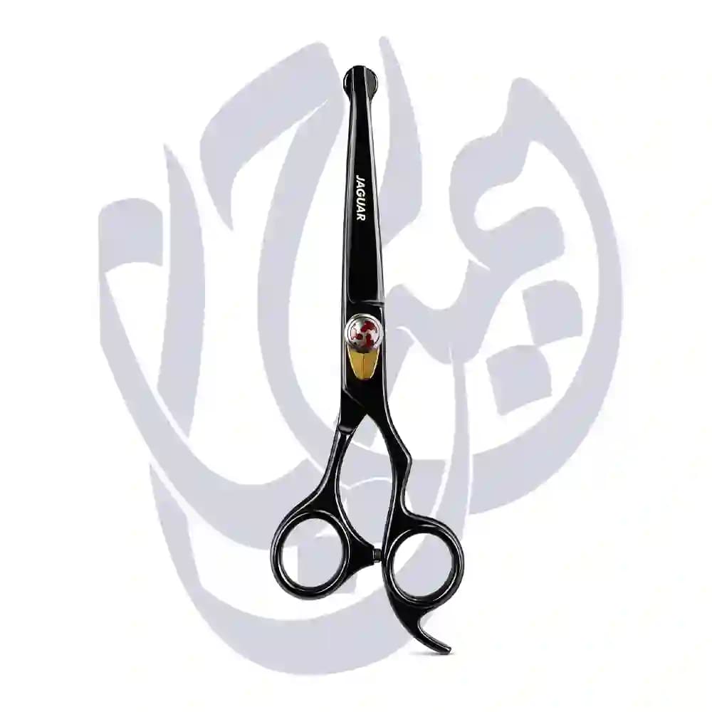قیچی کات 6 اینچی حرفه ای جگوار کد 6905 مشکی نوک پهن