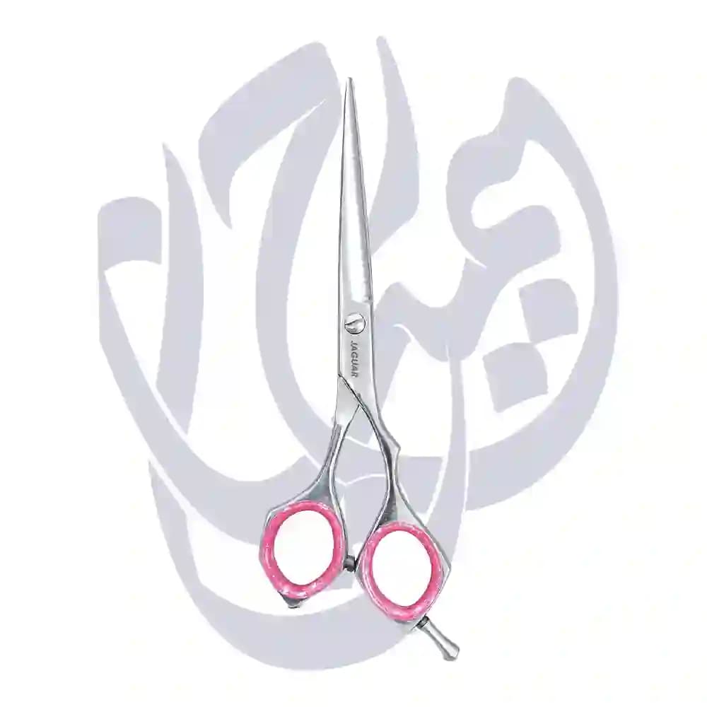 قیچی کات 6 اینچی حرفه ای جگوار کد 6905 دسته صورتی