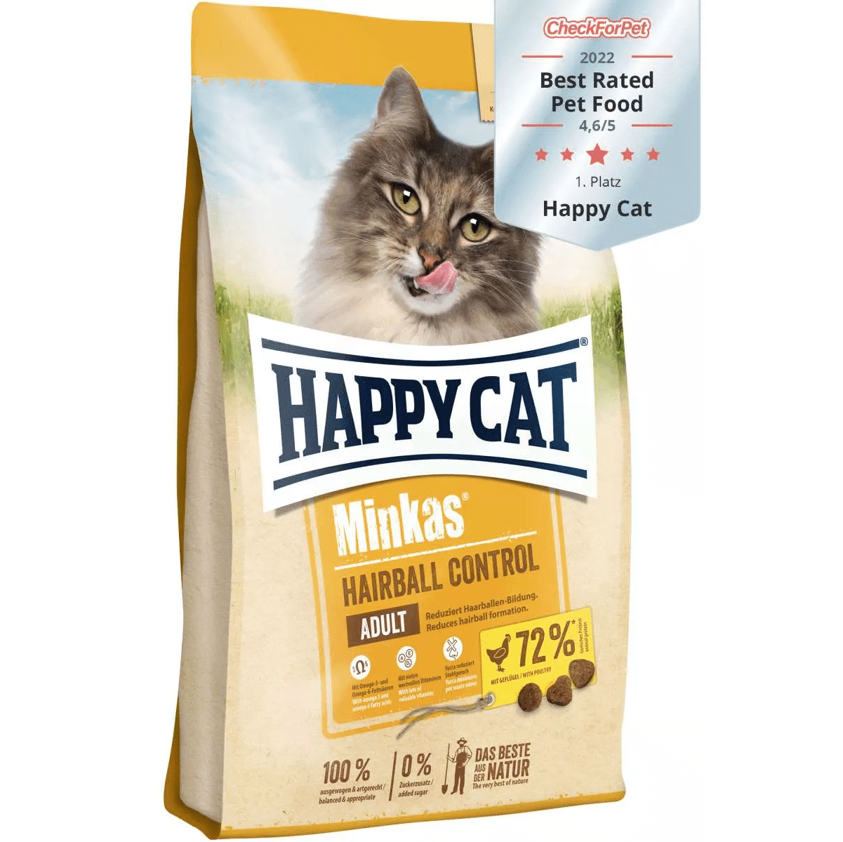 غذای خشک گربه هپی کت مدل مینکاس هربال 10 کیلوگرم Minkas Hairball