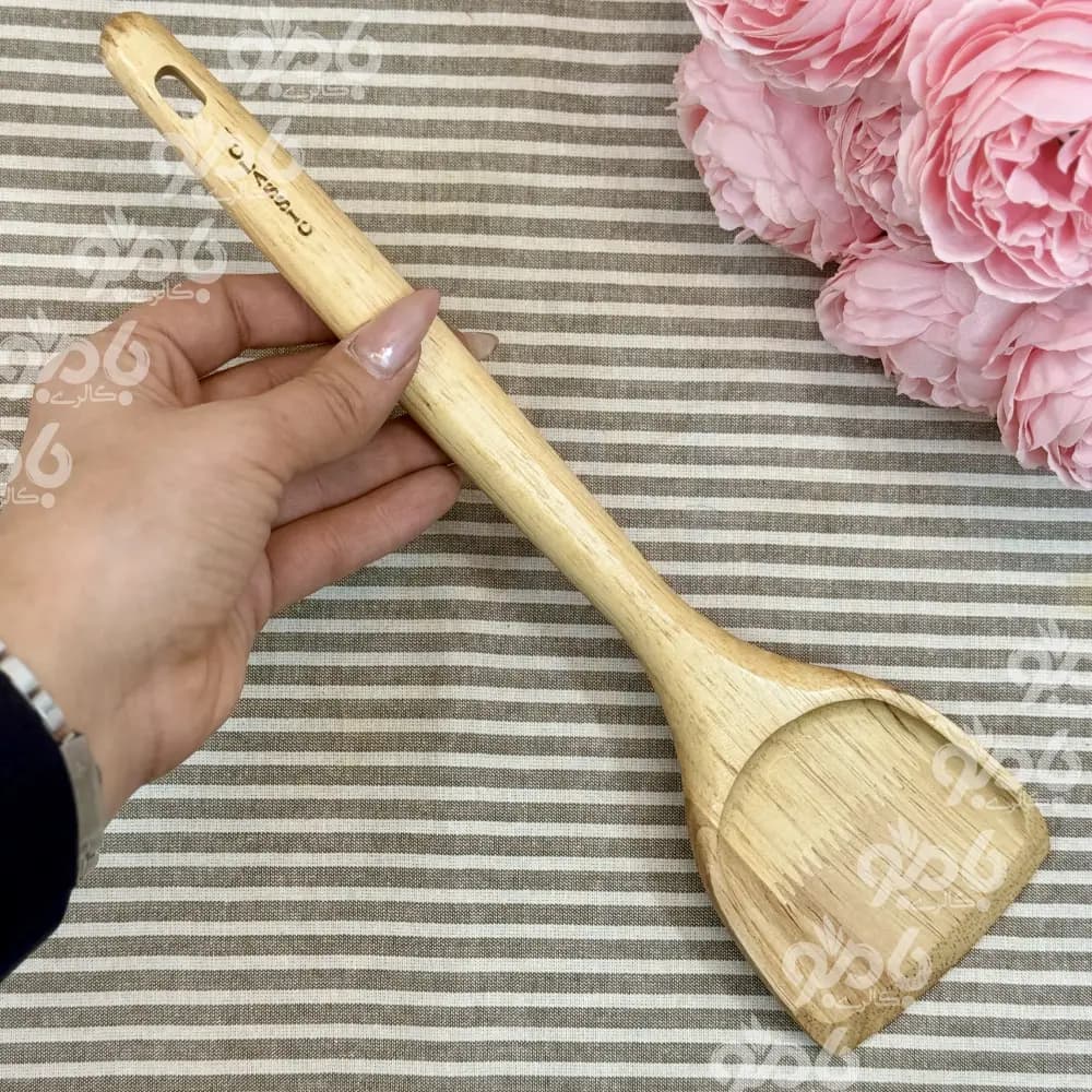 کفگیر چوبی رابر کلاسیک ضخیم Sk07 — تصویر ۲