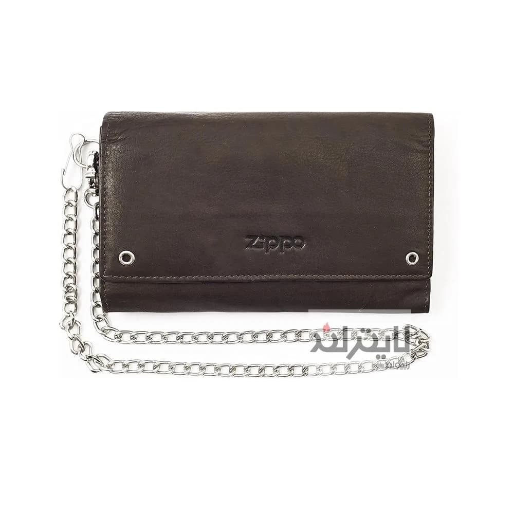 کیف زیپو مدل Mocha Leather Biker Wallet With Metal Chain کد 2005129