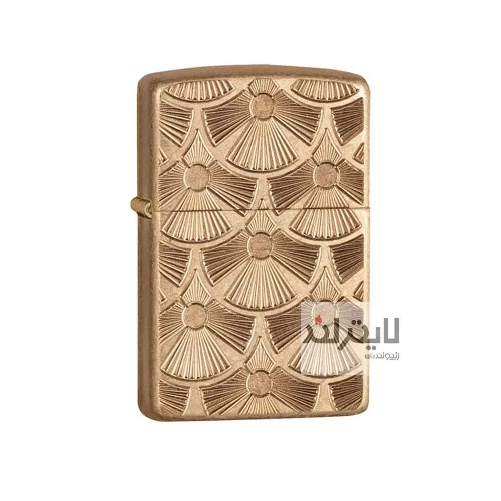 فندک زیپو مدل Armor Fanned Discs Tumbled Brass کد 28541 — تصویر ۲